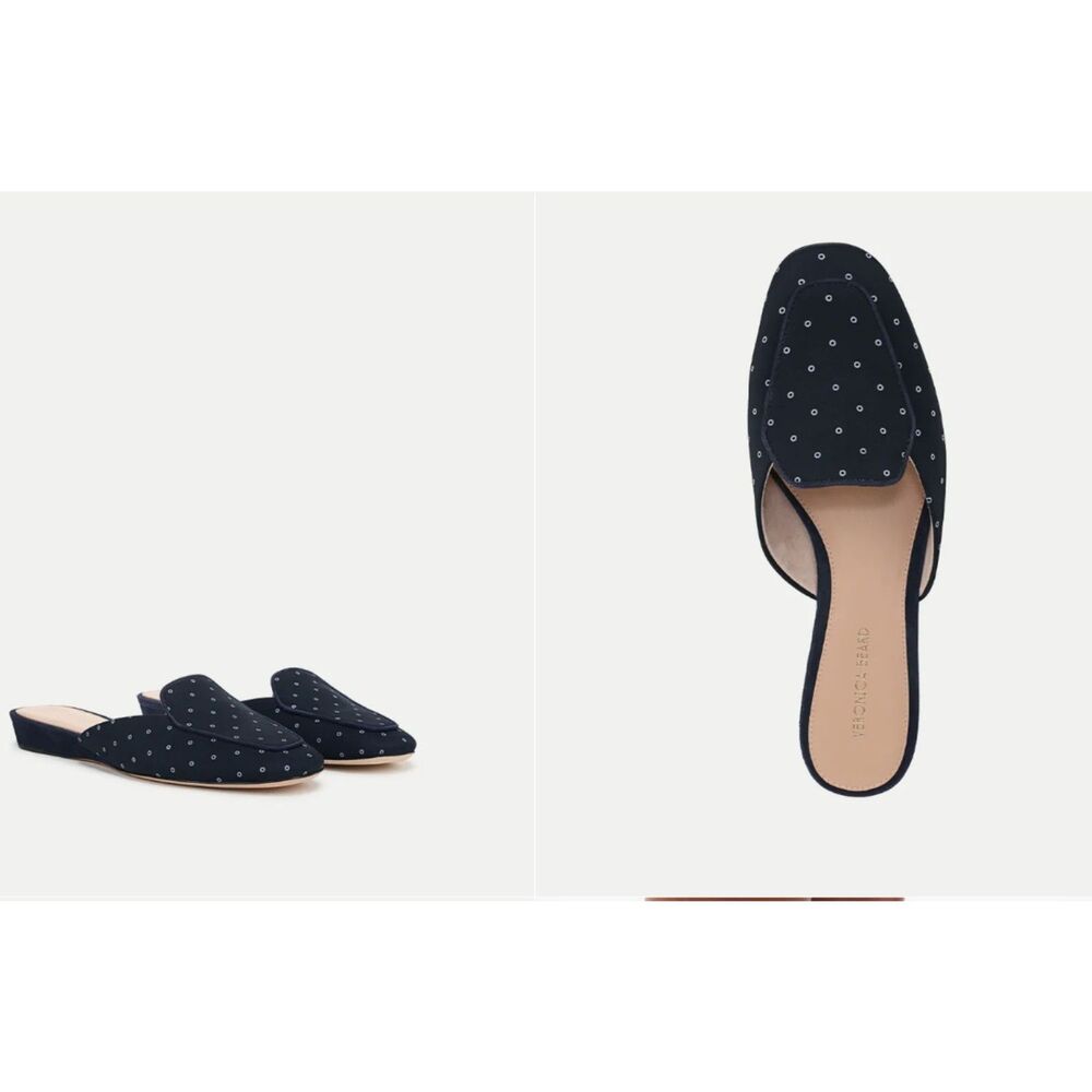 Veronica Beard Women's Moritz Polka Dot Slipper Mules Flats 9 Blue NIB 350